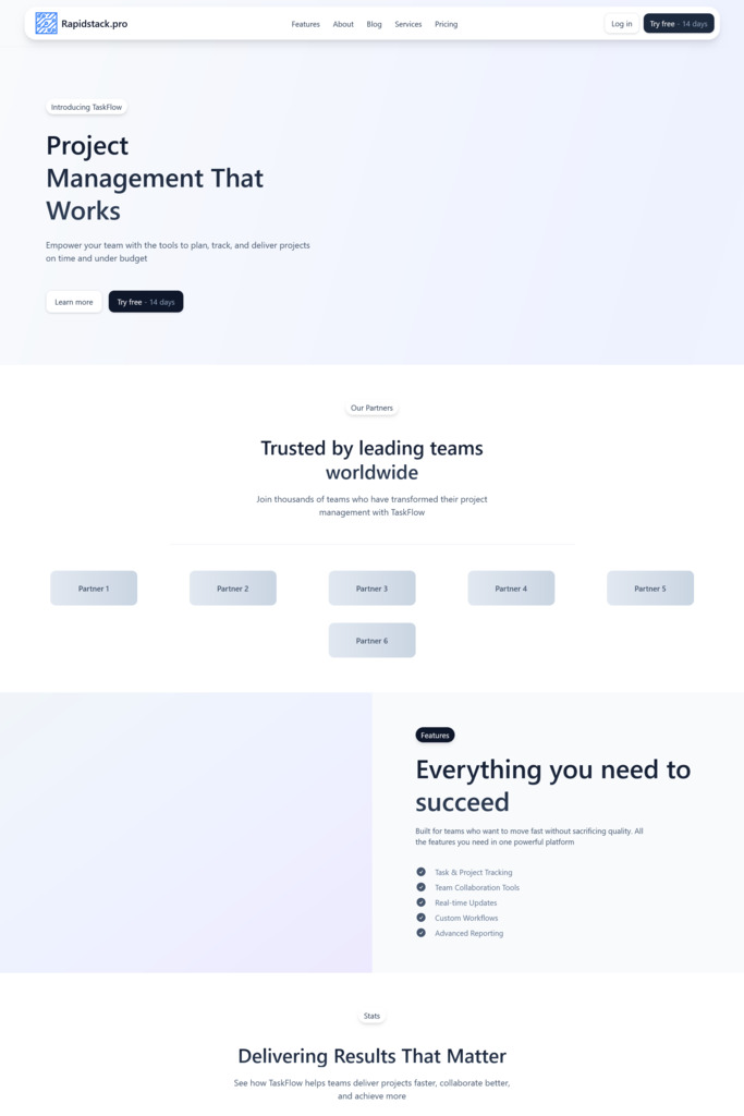 Landing 4 landing page template - light mode preview