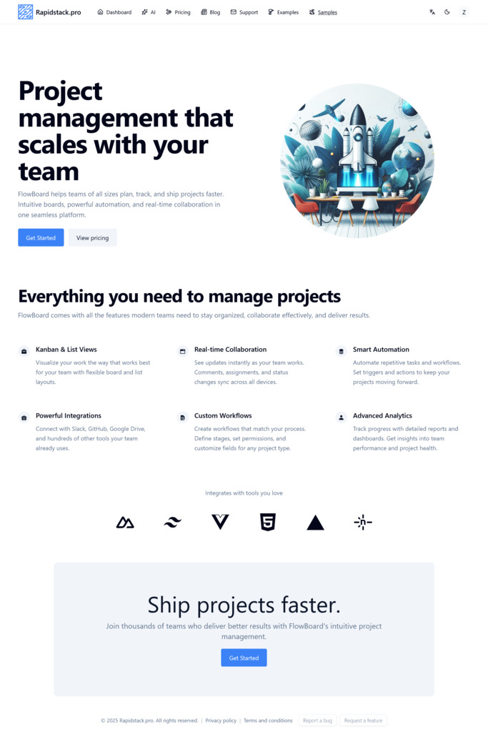 Landing 5 landing page template - light mode preview